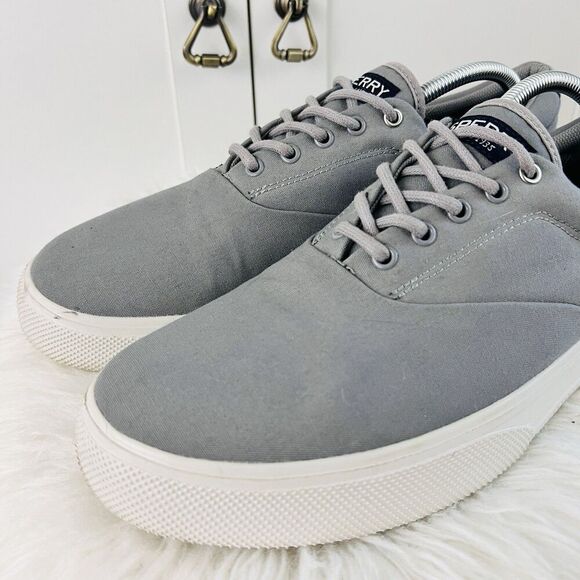 Sperry Halyard CVO Plushstep Gray Canvas Sneakers Preppy Shoes - Mens Size 12 - Picture 2 of 8